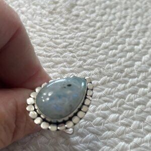Beautiful RAINBOW MOONSTONE Handmade Sterling 925 Ring Size 10 #846D